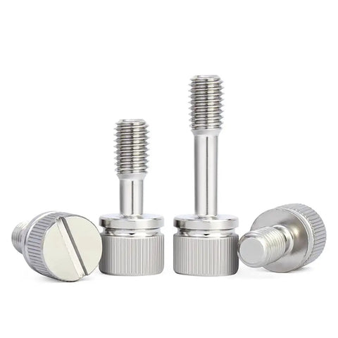 Pro Quality 10 Pack M2X10MM Captive Panel Screws With Knurled Slotted Heads For Easy Manual Adjustment And Strictly Zero Dropout Hassles On Electronic Chassis Crafted Heavy Duty To Keep All Parts Locked Down Tight in stainless steel, showing various sizes.