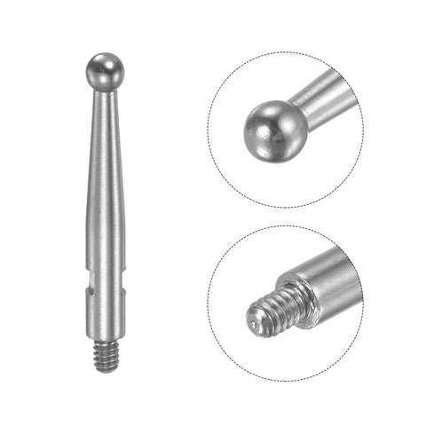 Pro Grade Dial Test Indicator Contact Point with 2mm HSS Ball Tip, M1.4x0.3 Thread, 0.68 Inch Length, shown from various angles