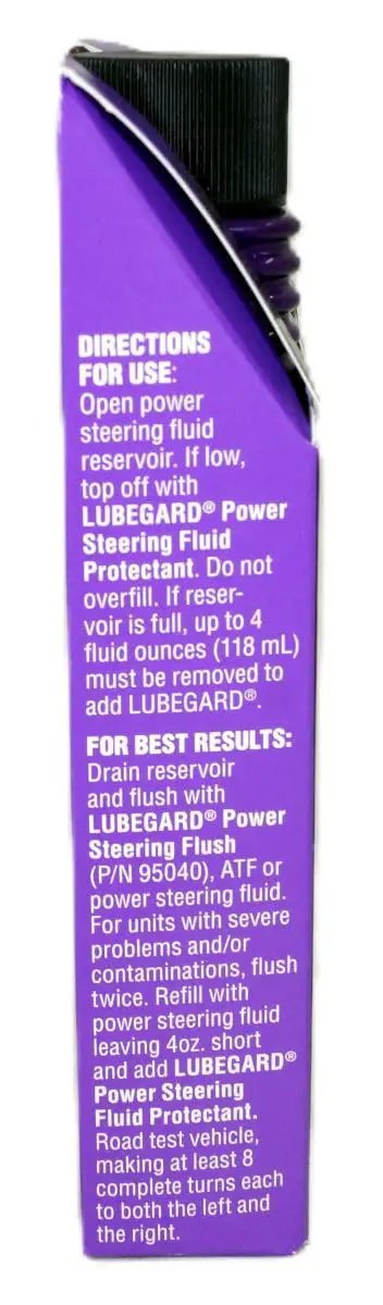 Silent Steering Fix For Your Ride: Stop Whines Squeals Shudders Smoothly Restore High Mileage Power Steering Fluid With This Quick Universal Protectant Add-On bottle instructions close-up