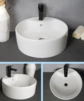 USZWBY Vessel Sinks Bathroom Sink Simple Single Basin Toilet Ceramic Above Counter Home Balcony Wash Bathroom Bowl Sink top view with faucet