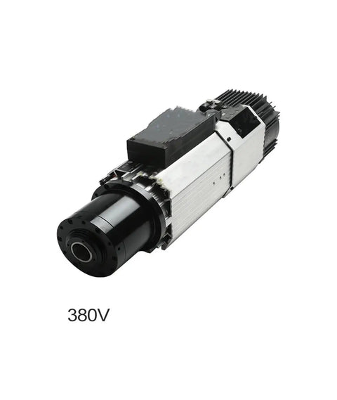 Heavy Duty Air Cooled CNC Spindle Motor 9Kw 380V 400Hz 2400Rpm viewed from side showing cooling fins and black end.