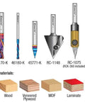 Heavy Hitter 10 Piece Signmaking CNC Router Bit Collection IV, showcasing various bits for smooth wood cutting and engraving.