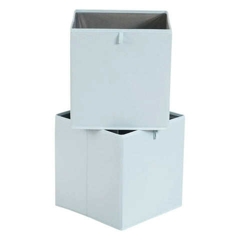 Two stacked Kids Space Rocket Collapsible Fabric Storage Cubes Pack Of 6 For Toy Organization Open Top Bins 13x15x13 Inches