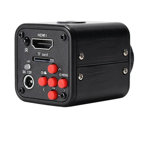 Fire 16 Megapixel HD Microscope Camera Kit With 1080P Full HDMI Output Hooked Up For PCB CPU Phone Repair And Inspection Machines Providing Crisp 60FPS Video For Your Serious Electronics Working Hustle, rear view