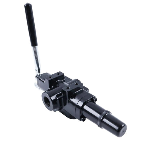 Adjustable Detent Single Spool Hydraulic Log Splitter Valve A7 For 25GPM 3500PSI Open Center With One Half Inch Inlet And Three Quarter Inch Outlet Ports Compatible With SpeeCo S390406SC Huskee MTD Ariens Cub Cadet And More - front view with lever and ports