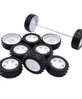Ten Piece 37mm Plastic Toy Car Wheels Set With Five 100mm Metal Axle Rods For RC Cars Trucks Robots And DIY Model Toys