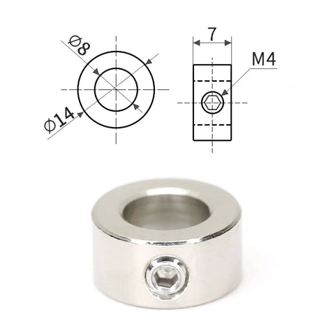 8Mm Shaft Lock Collar Set For T8 Lead Screws, 10 Pack With 10 Screws And M4 Hex Wrench, Built Tough Carbon Steel, diagram showing dimensions.