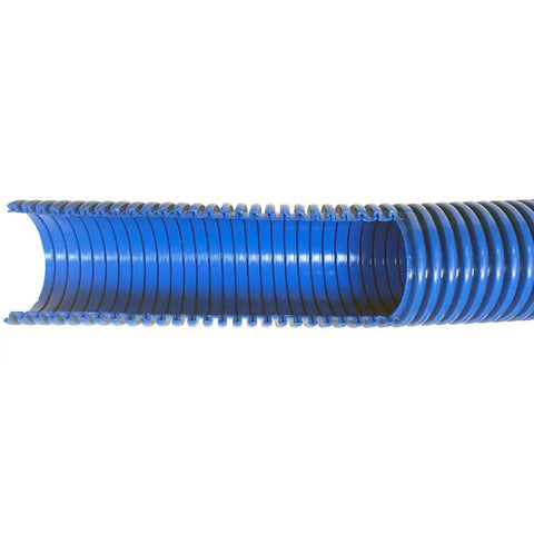 Close-up of blue 16 Foot Antistatic Wet And Dry Vacuum Hose With Universal Power Tool Adapter For Shop Vacs Grounded Electrostatic