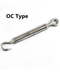 Stainless Steel 304 U Shaped Pad Eye Hook Ceiling Mount Hanger For Deck And Door Beefy Rugged Heavy Duty Ring Plate Clamp Fits One Eighth Inch Wire Rope M4 M5 M6 M8 Sizes, OC type