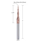 SpeTool 4-piece tapered ball nose end mill set, 0.5 mm tip, 0.25 mm radius, 3 in total length, CNC router bits for wood.