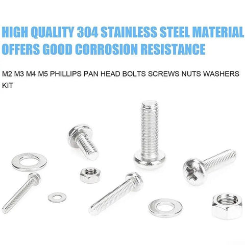 Hex Socket Bolt Kit 1220 Piece Set With Nuts, Washers And Tools In 304 Stainless Steel For Workshop Electronics Prototyping And Home Repairs with M2 M3 M4 M5 bolts