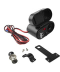 Dual USB Charger Socket 5 Volt 3 Amp 4 In 1 Motorcycle Handlebar Clamp Power Adapter with components displayed