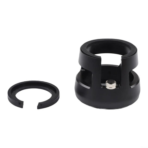 Next Level Adjustable Espresso Tamping Station For 51 To 58mm Portafilter with solid aluminum base and removable silicone ring.