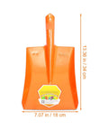 Orange Heavy Duty Garden Shovel For Digging And Trenching with dimensions, durable iron tool for landscaping, yard cleanup.
