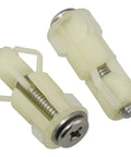 Heavy Duty Two Piece Toilet Seat Hinge Screw Set Delivering Zero Sweat Installation Featuring Slick Abs Washers And Rust Resistant Stainless Bolts for bathroom repair.
