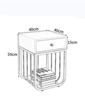 Fresh Modern Nightstand With Single Drawer Storage Heavy Duty Metal Frame Quick Wipe Surface Compact End Table A Seriously Solid Side Table Perfect For Bedroom Or Living Room showing dimensions and design.