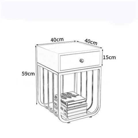 Fresh Modern Nightstand With Single Drawer Storage Heavy Duty Metal Frame Quick Wipe Surface Compact End Table A Seriously Solid Side Table Perfect For Bedroom Or Living Room showing dimensions and design.