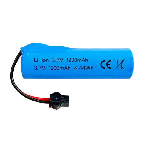3.7V 1200mAh Li Ion Battery With SM 2P Plug And 4 In 1 USB Charger, blue battery with black and red wires