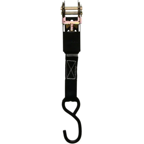 Heavy Duty Ratchet Straps 1 Inch By 10 Feet 4 Pack Cargo Tie Downs With Reinforced Polyester Webbing And Vinyl Coated Hooks, black strap with metal hook.