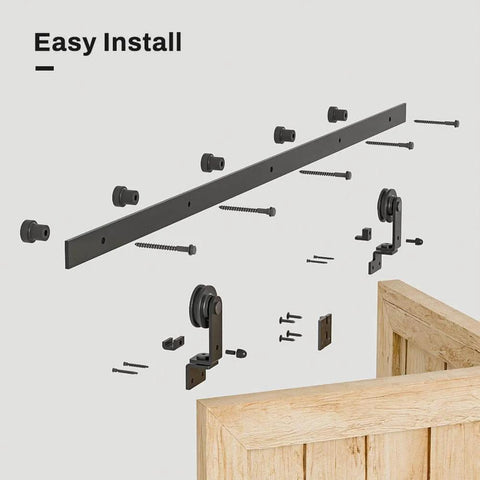72 Inch Bi Fold Barn Door Hardware Kit For Four Doors With Top Mount Hangers Space Saving Sliding Track System For 68 Inch Openings