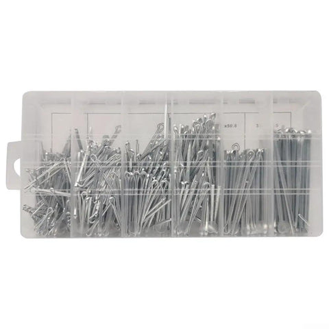 555 Piece Zinc Plated Cotter Pin Assortment Kit With R Clips Hair Pins For Automotive Repair Tractor Accessories And Small Engine Maintenance Heavy Duty Fasteners Set Durable Must Have Gear For Quick Fixes in clear storage case