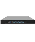Top Tier 10GbE Firewall Router PC Built Tough For PfSense And OPNsense Workflows with eight Ethernet ports and SFP slots.