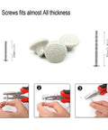 White Ceramic Cracked Cabinet Handles Set of 10 with screws, measurements, and installation tools shown in three steps