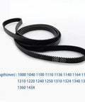Timing Belt Kit 6mm Wide Closed Loop With Pitch Lengths From 1000 To 1434 shown with looped black belts