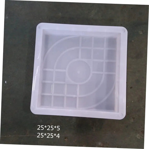 Easy To Use Reusable Concrete Stone Mold For DIY Garden Pathways, white 25x25x5 cm plastic mold, top view