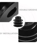 Heavy Duty Double Groove V Belt Pulley With 20 Mm Shaft and Keyway showing grooves and installation details.