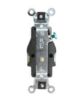 Back view of a Weather Resistant Receptacle Outlet For Outdoor Use 20 Amp 250 Volt Heavy Duty Industrial Specification Grade Black.