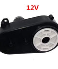 12V 380 Steering Gearbox And Motor Assembly For Kids Electric Ride On Cars Fast Swap Repair Kit side view with black casing.