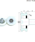 10 Pack 19 Mm OD POM Drawer Track Bolt Roller DR19 C1L8W6M6 with diagram showing dimensions and sealing features