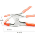 Side view: PONY 6-inch heavy-duty spring clamp with orange rubber handles and 2-inch jaw opening