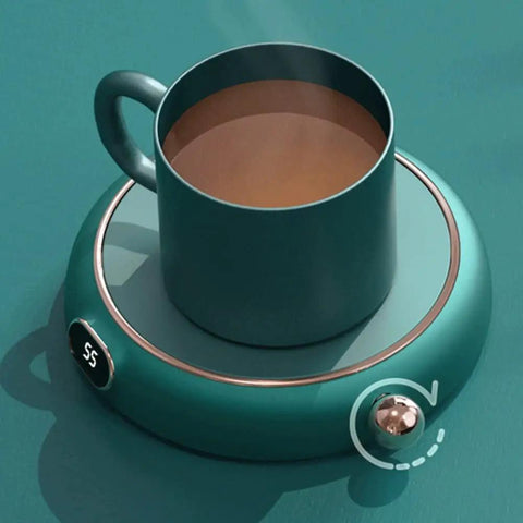 Electric Coffee Mug Warmer Keeps Your Daily Brew Nice And Toasty All Day Long A Total Desk Game Changer Perfect For Hot Cocoa Tea Coffee Soup And Ceramic Mugs with steaming cup.