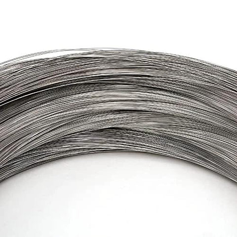 Close-up of silver stainless steel spring wire coil, 10 m long, 0.3-3 mm diameter, VIGAN AXH16101078