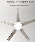 Top view of 48 Inch LED Ceiling Fan With Lights And Remote Control, Modern Indoor Outdoor Ceiling Fan, Silver Finish, Five Blades