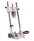 DIY Friendly Portable Precision Drill Guide for 3/8 and 1/2 Inch Drills with Built In Protractor, adjustable tool on stand.