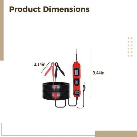 Must-Have Automotive Circuit Tester With Bright LCD Screen For Fast Car Electrical Diagnosis with dimensions 3.14in by 9.44in.