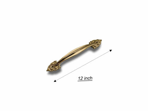 Elegant Antique Brass Cabinet Handle With Dope Ornate Vintage Leaf Design Pair Drawer And Door Pull For Furniture Restoration And Home Decor 12 Inch