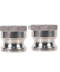 Two Pack Heavy Duty 1 5 Inch Camlock Fittings Solid 316 Stainless Steel Quick Connect Hose Couplers with female NPT threads.