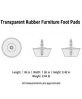 Diagram showing Clear Rubber Furniture Foot Pads For Hardwood Floors Hidden Cushions dimensions with screws