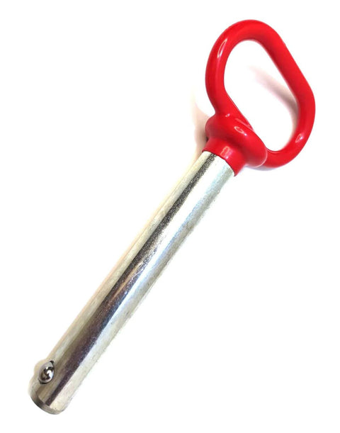 Red Handle Detent Pin For Towing Hitch And Safety Coupler Hi Visibility Locking Pin With Stainless Steel Ball Locking Mechanism Zinc Plate