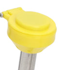 Close-up of yellow ABS nozzle on 304 stainless steel Emergency Eye Wash Station Faucet Mounted And Wall Mounted Portable Eyewash Unit.