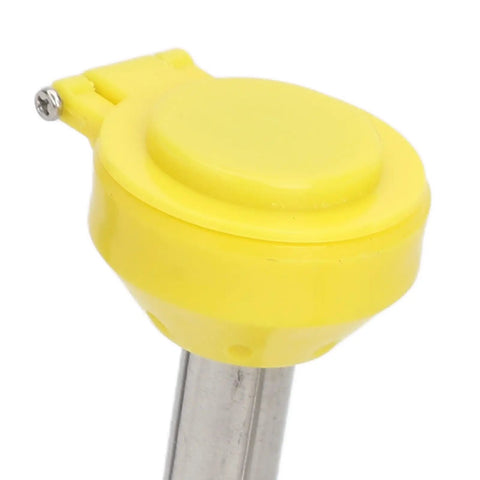 Close-up of yellow ABS nozzle on 304 stainless steel Emergency Eye Wash Station Faucet Mounted And Wall Mounted Portable Eyewash Unit.