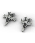 Two gray fighter jets made of ABS plastic, designed for the Ultimate Boss 652 Piece Naval Aircraft Carrier Building Blocks Set 1 To 300 Scale MOC.
