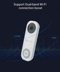 5G WiFi 5MP Video Doorbell Cam With 176 Degree Ultra Wide Field Of View, supports dual-band 2.4GHz and 5GHz for stable connection
