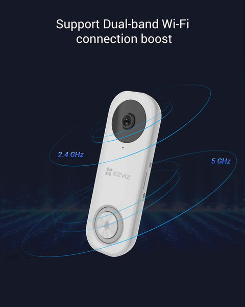 5G WiFi 5MP Video Doorbell Cam With 176 Degree Ultra Wide Field Of View, supports dual-band 2.4GHz and 5GHz for stable connection