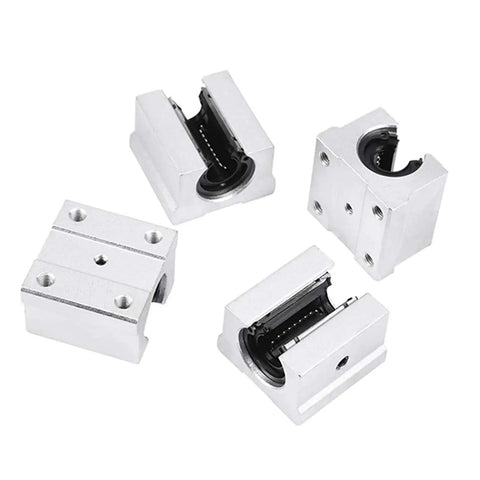 Rock Solid Linear Rails And Bearings 2200mm SBR16 2 Pack With 4 SBR16UU Carriage Blocks for DIY CNC routers close-up of bearing blocks
