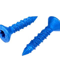 Concrete Anchor Screws 1/4 X 1-1/4 Inch, Star Torx Head Masonry Screws, blue screws for concrete, 2 visible on white background